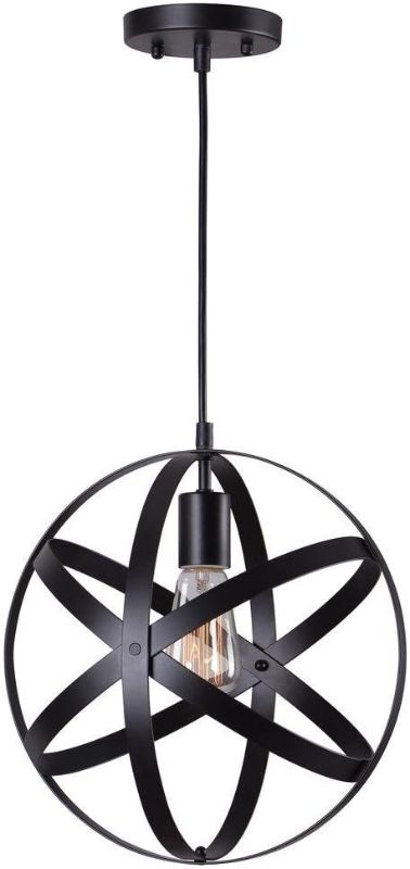 Photo 1 of  HOME DECORATORS OLLECTIONS Sarolta Sands 1-Light Bronze Mini Pendant Light Fixture with Caged Globe Metal Shade
