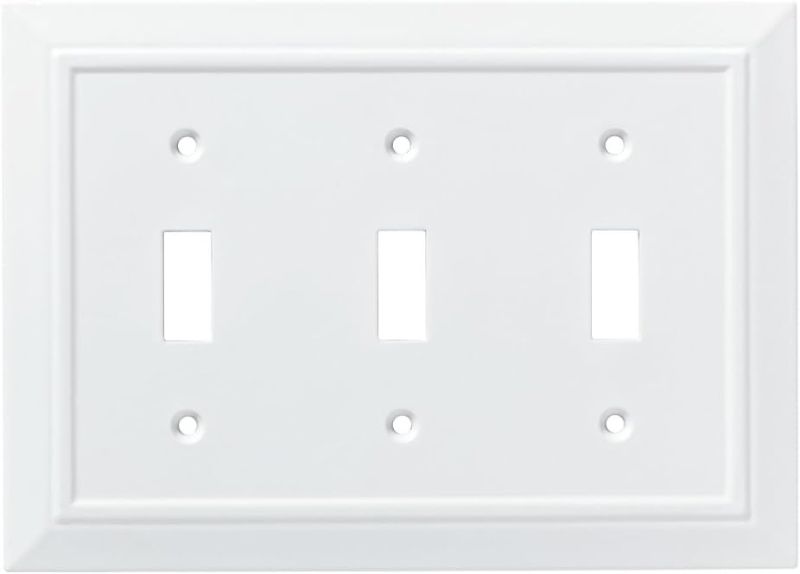 Photo 1 of  HAMPTON BAY Derby 3-Gang Triple Light Switch/Toggle Wall Plate, White (1-Pack) ( 3 pack bundle)
