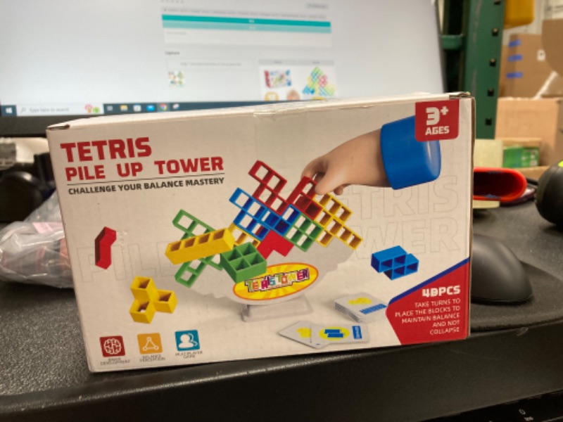 Photo 2 of Tetra Tower Game-48 PCS Stacking Building Block Game,Family Board Game for Kids & Adults?Tetris Tower Game?Perfect for Family Games, Parties?Travel 48 PCS+22 Card