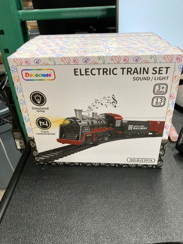 Photo 2 of ***** PACK OF 4 ***** Doloowee Mini Train ElectricTrain Set with Retro Classic Steam?13pcs? Light & Sounds, Gift for Kids, Boys & Girls 3-6 Years 13 Pcs