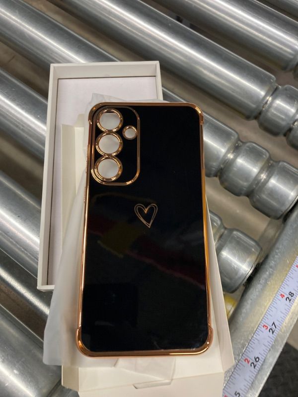 Photo 1 of AIGOMARA Phone Case for Samsung Galaxy S24 Heart Design Soft TPU Electroplated Cover Anti-Scratch Shockproof Slim Case for Samsung Galaxy S24 6.2 Inch - Black ( 2 PACK BUNDLE )