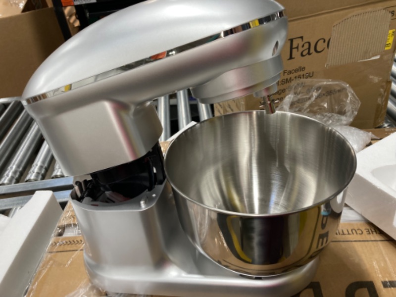 Photo 2 of ***** NONFUNCTIONAL***** *****PARTS ONLY***** Facelle Electric Stand Mixer, 660W 6 Speed Kitchen Mixer with Pulse Button, Attachments include 6.5 Quart Bowl, Dishwasher Safe Beater, Dough Hook, Whisk & Splash Guard for Baking,Cakes,Cookie(Silver)