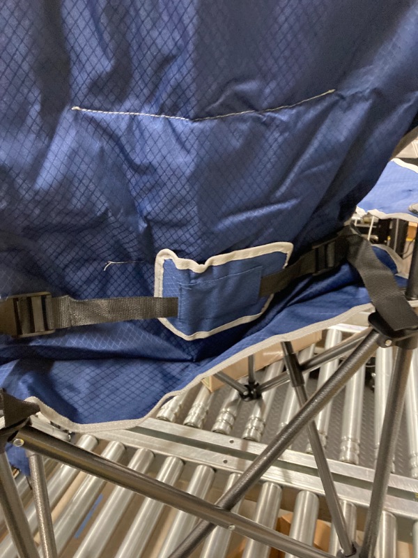 Photo 3 of FAIR WIND Oversized Fully Padded Camping Chair with Lumbar Support, Heavy Duty Quad Fold Chair Arm Chair with Cooler Bag - Support 450 LBS Blue