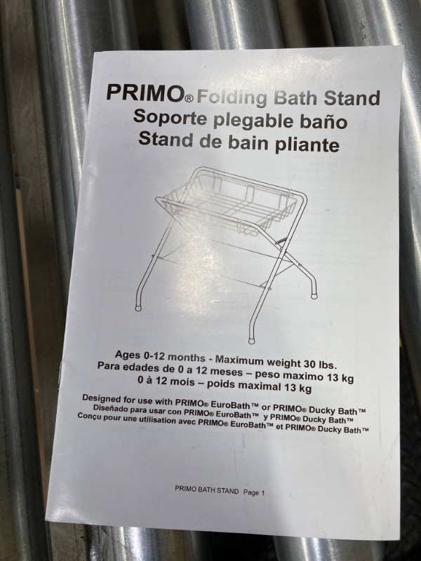 Photo 3 of Primo Folding Bath Stand - Lightweight, Easy to Store, Helps Relieve Back Strain from Bending, Ages: 0-12 Months
