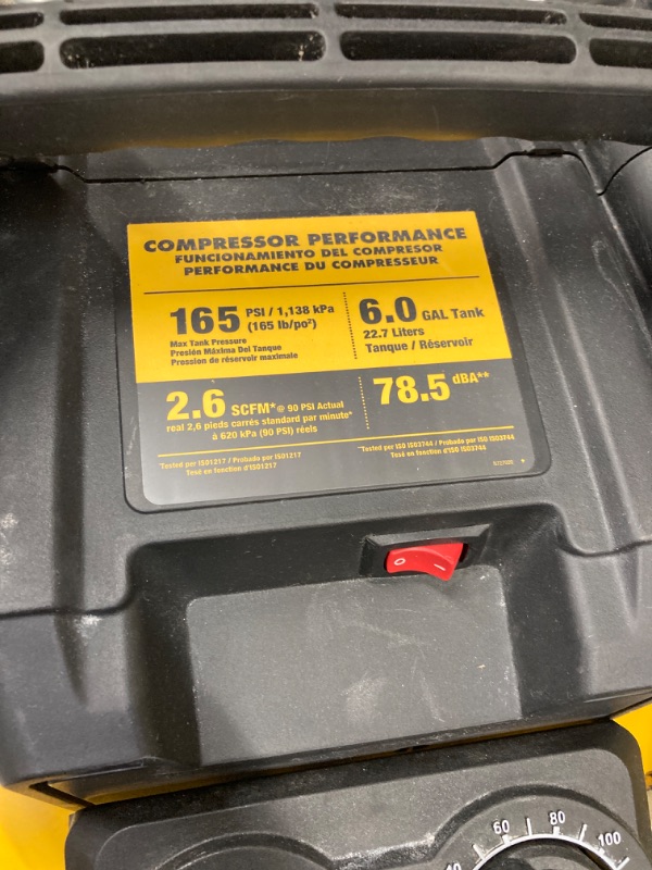 Photo 4 of DEWALT Pancake Air Compressor, 6 Gallon, 165 PSI (DWFP55126)