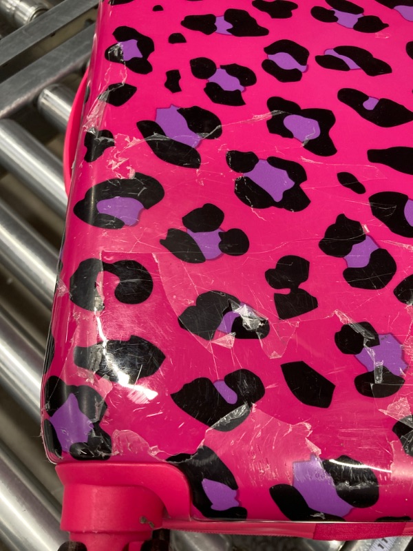 Photo 4 of Rockland Safari Hardside Spinner Wheel Luggage, Magenta Leopard, Carry-On 20-Inch
