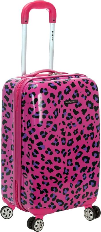 Photo 1 of Rockland Safari Hardside Spinner Wheel Luggage, Magenta Leopard, Carry-On 20-Inch
