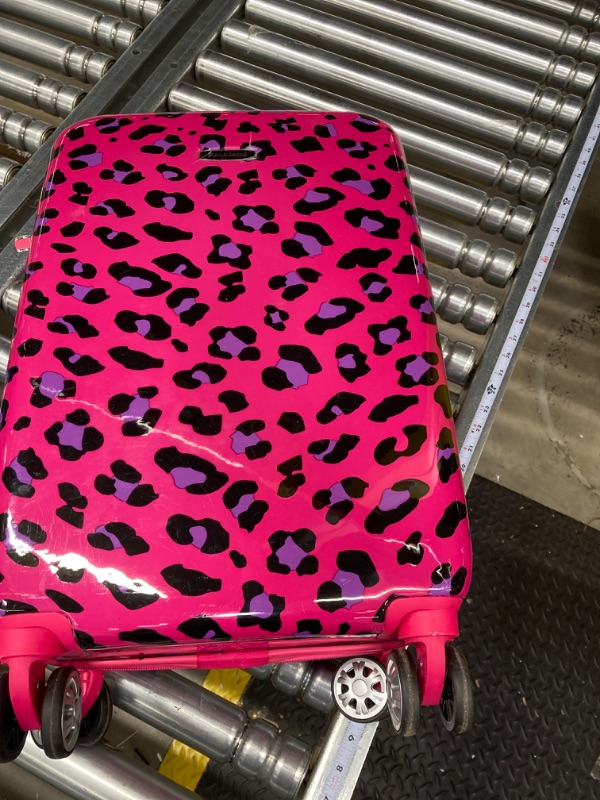 Photo 5 of Rockland Safari Hardside Spinner Wheel Luggage, Magenta Leopard, Carry-On 20-Inch
