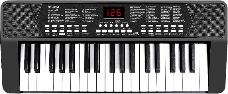 Photo 1 of M SANMERSEN Piano Keyboard for Beginners, 37 Keys Built-in 1200mA Rechargeable Battery Electronic Piano Keyboard Portable Music Piano Keyboard with Mic LED Screen Teaching Gift for Beginners, Black
