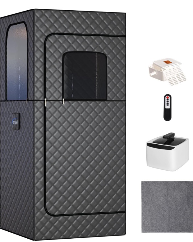 Photo 1 of TOREAD Full Size Sauna, Portable Steam Saunas Tent Fold-able for Home Spa?Steam Sauna Box with 2.6L 1000W ***(Missing every stainless steel supports, manual, and other tubing needed to work)***