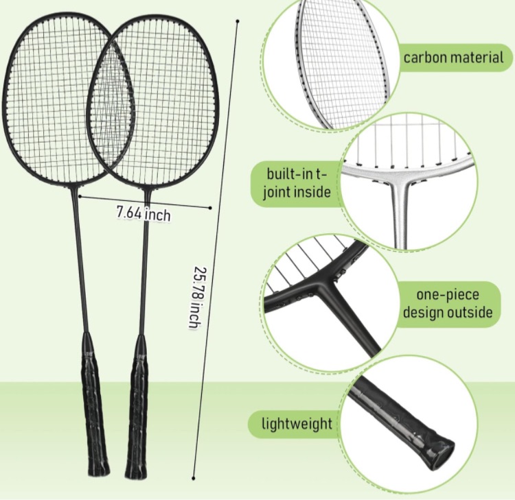 Photo 1 of ****THE RACKETS ARE RUSTY**** Junkin 5 Pack Badminton Rackets Set Lightweight Badminton Racquet Set Portable Carbon Fiber Badminton Equipment Sports Badminton Rackets for Adults Kids Athletes Games