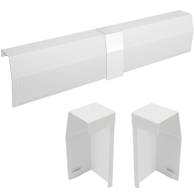 Photo 1 of 4ft Steel Easy Slip-On Baseboard Heater Cover with End Caps for Bathroom & Hydronic System for Replacing Old Cover, White, 2 Packs: two 2 feet 4ft Cover