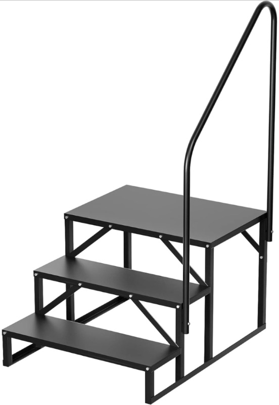 Photo 1 of 2 Step Stairs 5th Wheel Stair Hot Tub Steps Outdoor RV Alloy Steel Step Ladder Support Economy Stair Riser Quick Eases Boarding and Exitingfor RVs and Travel Camper Trailers Non Slip Assist Handrail