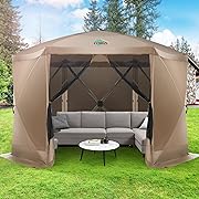 Photo 1 of COBIZI Pop Up Gazebo Screen Tent Screen House for Camping, 12x12 Screen Room with Mosquito Netting, Hub Tent Instant Screened Canopy with Carrying Bag and Ground Stakes, Khaki
