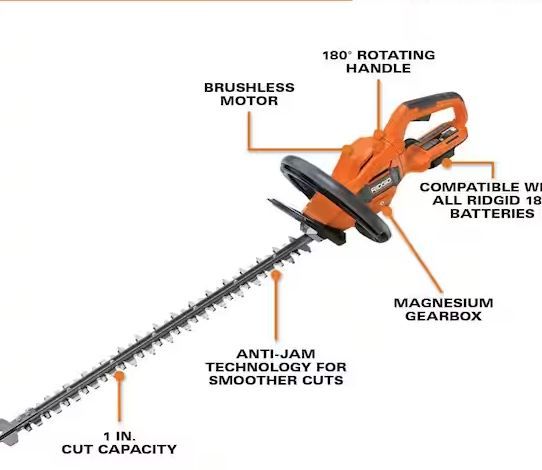 Photo 1 of 18V Brushless Cordless Battery 22 in. Hedge Trimmer with 2.0 Ah Battery and Charger