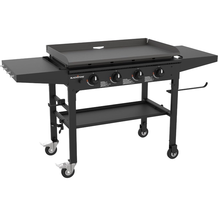 Photo 1 of Blackstone 36 Inch Gas Griddle Cooking Station 4 Burner Flat Top Gas Grill Propane Fuelled Restaurant Grade Professional 36” Outdoor Griddle Station with Side Shelf 