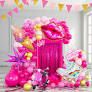 Photo 1 of Hot Pink and gold Balloon garland arch kit 140Pcs Hot magenta pink with Chrome Gold Balloons & Lip Starburst Roller mylar balloons for girl’s Birthday party Mother's Day decorations