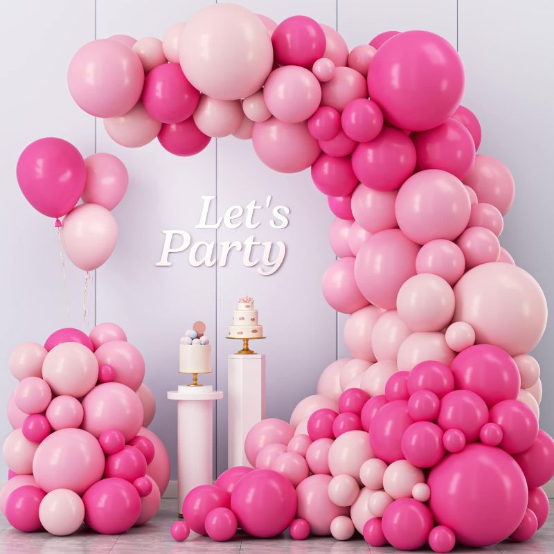 Photo 1 of Pink Balloon Garland Arch Kit, Kelfara 109Pcs Hot Pink Latex Pastel Pink Balloon, 18 12 10 5 Inch Latex Balloons for Wedding Birthday Princess Theme Bridal Baby Shower Bridal Shower Party Decorations