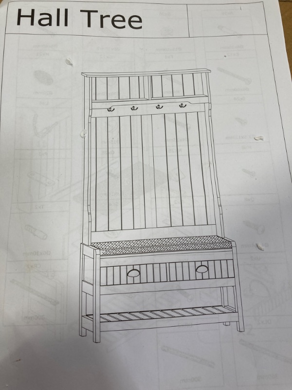 Photo 3 of HOMCOM 3-in-1 Hall Tree, Entryway Bench with Coat Rack, Mudroom Bench with Shoe Rack, 2 Storage Drawers, 4 Hooks and Padded Seat Cushions for Hallway