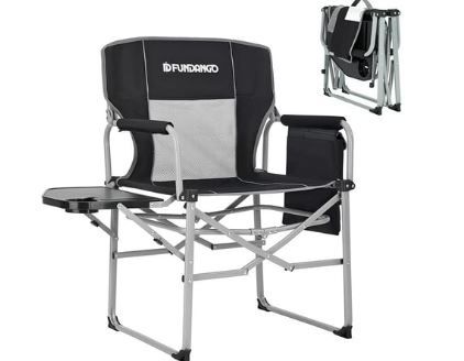 Photo 1 of Fundango Camping Chairs Heavy Duty Director Chair Folding Outdoor Chairs for Adults Black/Grey