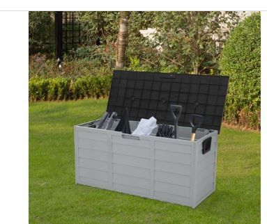 Photo 1 of Ktaxon 75gal Outdoor Garden Resin Storage Deck Box Tools Black