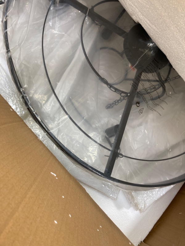 Photo 2 of 43.3 Inch Black Wagon Wheel Chandelier Fan with Glass Shade, 8 Lights, Modern Farmhouse Style, Ideal for Dining Room, Kitchen, Entryways, Height Adjustable, E26 Base Bulb-Not included