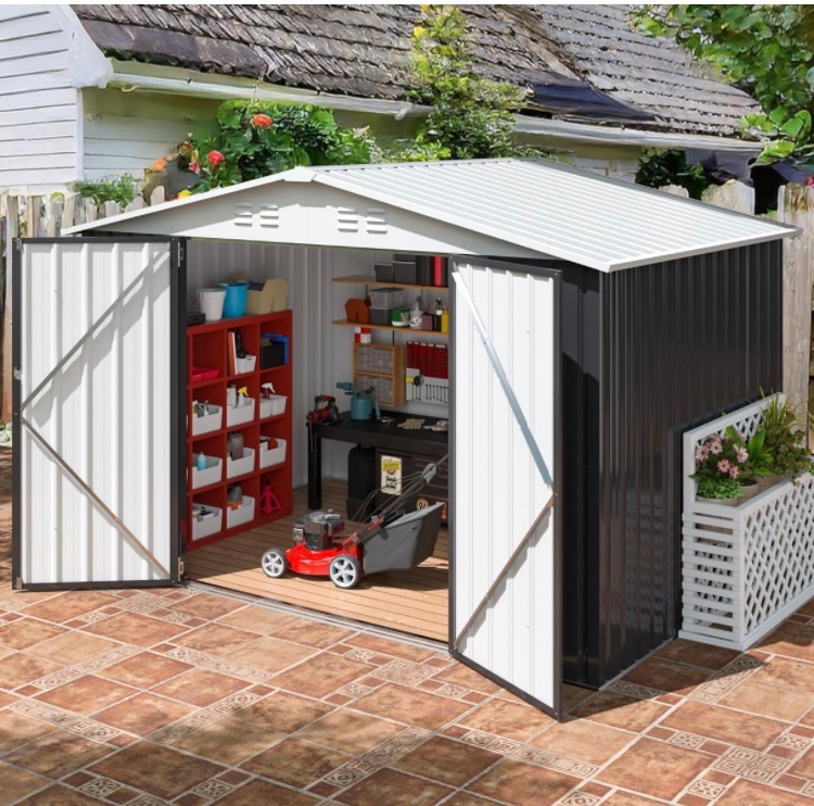 Photo 1 of ***FOR PARTS, ONLY ONE BOX*** 6x8 FT Outdoor Storage Shed, Garden Shed with Updated Frame Structure and Lockable Doors, Metal Tool Sheds for Backyard Garden Patio Lawn, Grey