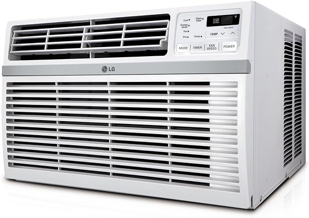 Photo 1 of LG 8,000 BTU Window Air Conditioner, 115V, Cools 340 Sq.Ft. for Bedroom, Living Room, Apartment, Quiet Operation, Electronic Control with Remote, 3 Cooling & Fan Speeds, Auto Restart, White