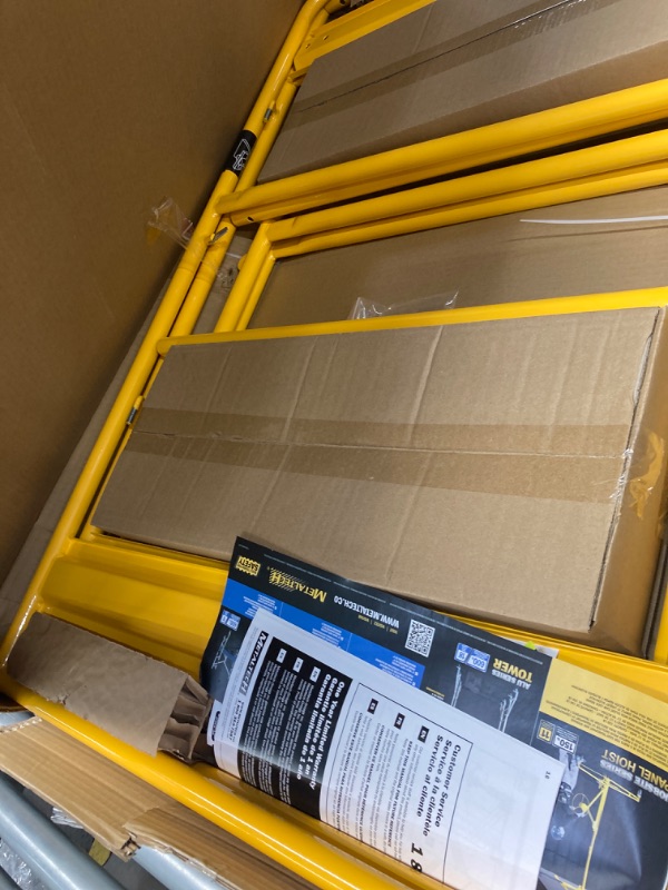 Photo 1 of MetalTech Versatile 6 Foot Metal Guardrails System Accessory Baker Style for Select Jobsite Series Scaffolding Platform with Non Slip Deck, Yellow