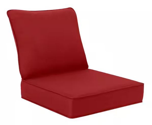 Photo 1 of 24 in. x 24 in. Two Piece Deep Seating Outdoor Lounge Chair Cushion in Chili