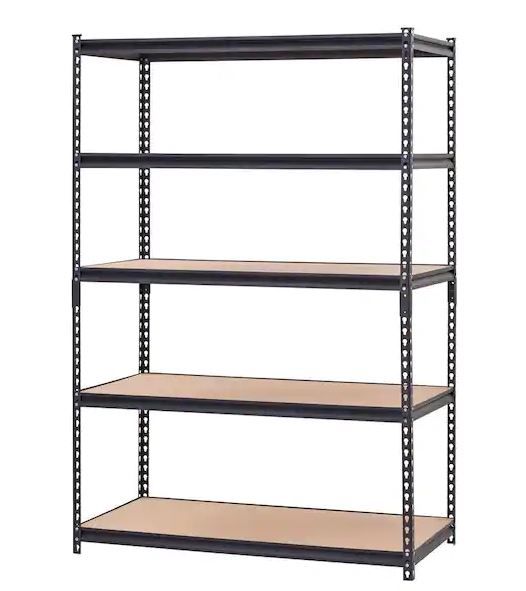 Photo 1 of 5-Tier Heavy Duty Steel Garage Storage Shelving Unit in Black (48 in. W x 72 in. H x 24 in. D)