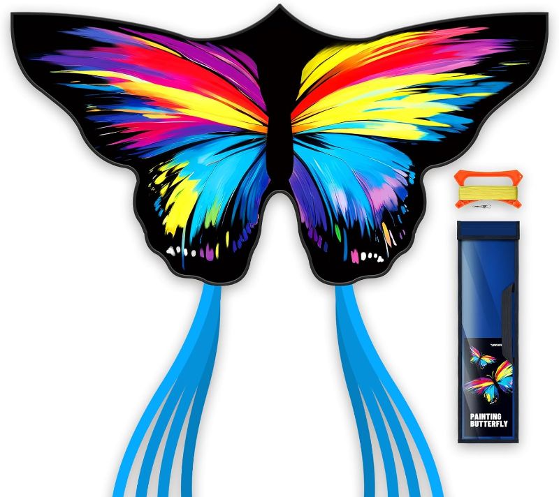 Photo 1 of New Colorful Butterfly Kite for Kids and Adults?Easy to Fly with String and Handle?Single Line Beach Kite for Family Outdoor Games & Activities