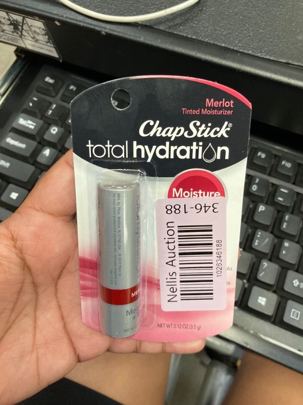 Photo 2 of ChapStick Total Hydration Moisture + Tint Merlot Tinted Lip Balm Tube, Merlot Tinted ChapStick for Lip Care - 0.12 Oz Merlot Tube