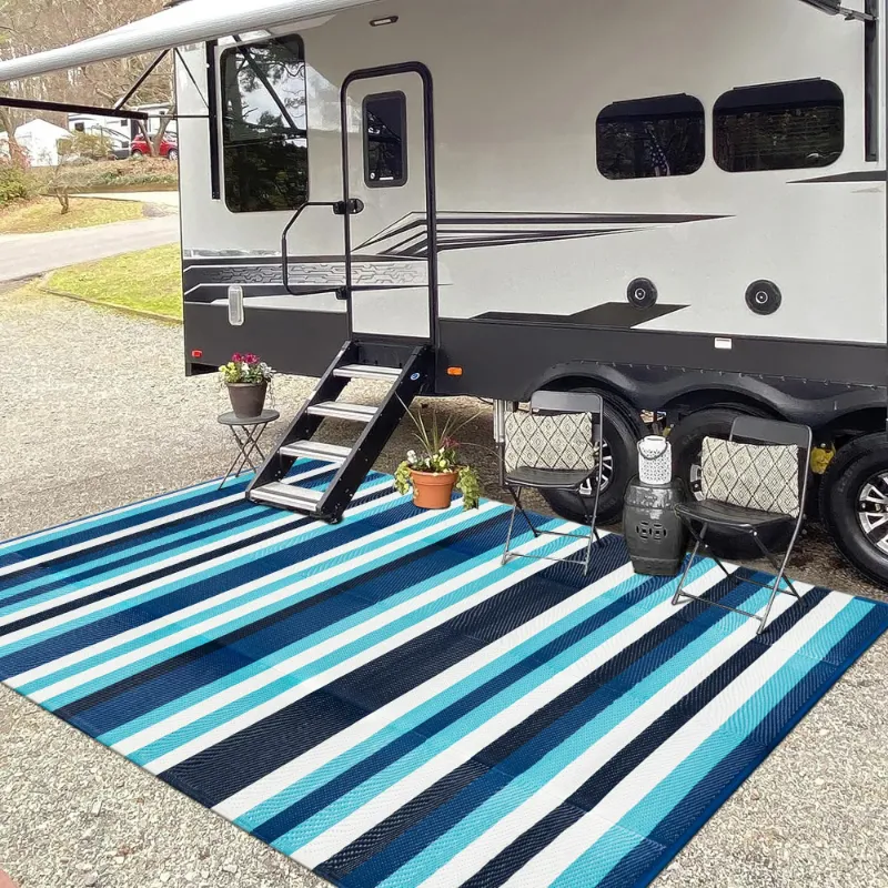 Photo 1 of HUGEAR Outdoor Rugs Clearance 9'x12' Area Rugs Waterproof Patio Rugs, Plastic Camping Rugs, Porch Rugs, RV Rugs for outside Pool Rugs
