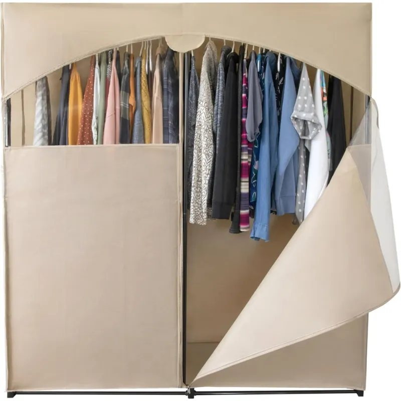 Photo 1 of HOLDN’ STORAGE Portable Wardrobe Closet for Hanging Clothes with Beige Cover, Large - Weight Capacity 50 LBs
