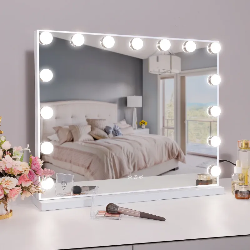 Photo 1 of ***LIGHTS DO NOT WORK*** COOLJEEN Large Hollywood Vanity Mirror with Lights Wall Mount Tabletop Metal White
