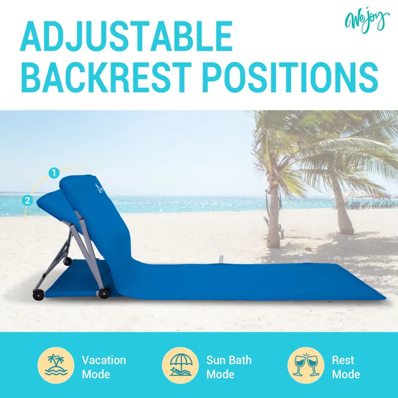 Photo 1 of #WEJOY Folding Beach Chair Adjustable Folding Lounge Chairs Portable Beach Mat for Adult(Blue)
