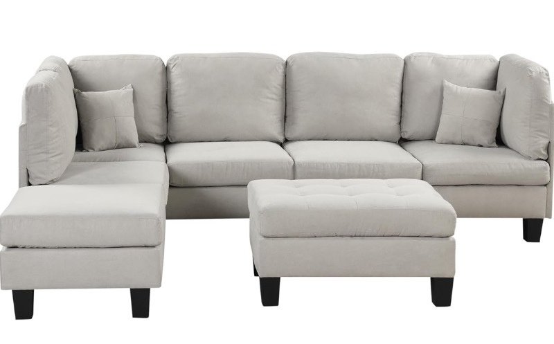 Photo 1 of Casa Andrea Milano 3 Piece Microfiber L Shaped Sectional Sofa Couch with Reversible LIGHT GRAY Chaise & Ottoman ***PHOTO FOR REFERENCE | SEE NOTES***