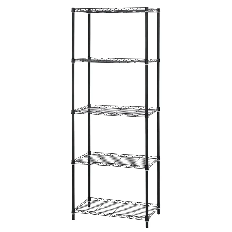 Photo 1 of HONEIER 5-Tier Storage Shelving Unit, Heavy Duty Metal Shelf Wire Storage Rack Freestanding Shelves for Pantry Closet Kitchen Laundry Bedroom, 63"x 22"x 14", Black
