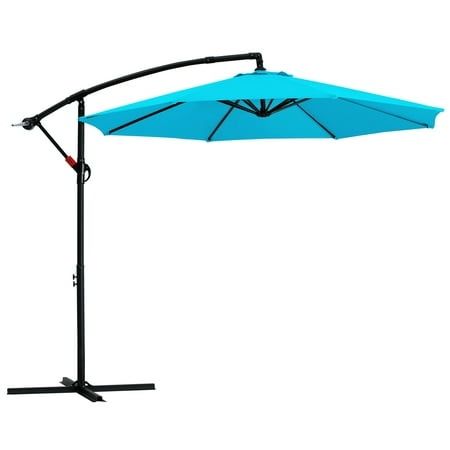 Photo 1 of ABCCANOPY 9 FT Patio Umbrellas with Crank & Cross Base for Garden Backyard Pool and Beach 12+ Colors(Turquoise)
