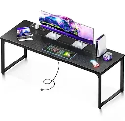 Photo 1 of Coleshome 71 Inch Computer Desk with USB Ports, Large Office Desk, Long Study Student Writing Desk, Black
