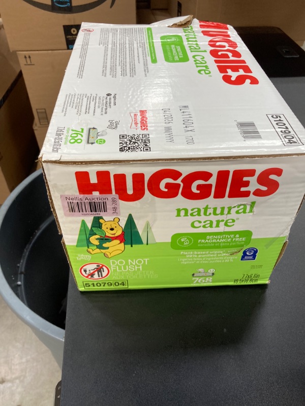 Photo 1 of Huggies Natural Care Sensitive Baby Wipes, Unscented, Hypoallergenic, 99% Purified Water, 12 Flip-Top Packs (768 Wipes Total), Packaging May Vary 64 Count (Pack of 12) 768