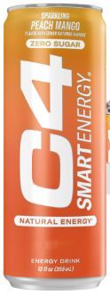 Photo 1 of C4 Smart Energy Drink - Sugar Free Performance Fuel & Nootropic Brain Booster, Coffee Substitute or Alternative | Peach Mango Nectar 12 Oz - 12 Pack Peach Mango Nectar 12 Fl Oz