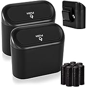 Photo 1 of Ginsco 2 Pack Mini Car Trash Can with Lid, Small Car Garbage Can, Cute Leakproof ABS Car Trash Bin, Car Accessories for Interior, Garbage Bin for Car, Home, Office with 120pcs Trash Bags Black