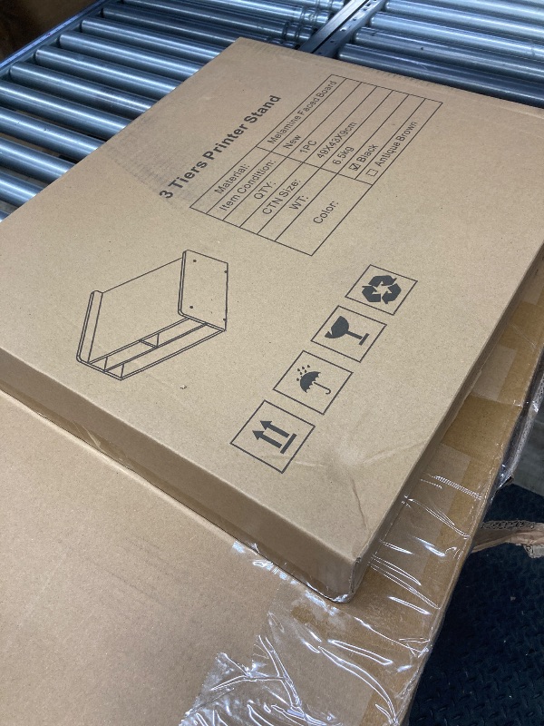 Photo 1 of PAG 3 Tier Desktop Printer Stand with Storage, Paper Storage Holder Rack for Desk, Wooden Printer Organization for Home/Office, Black