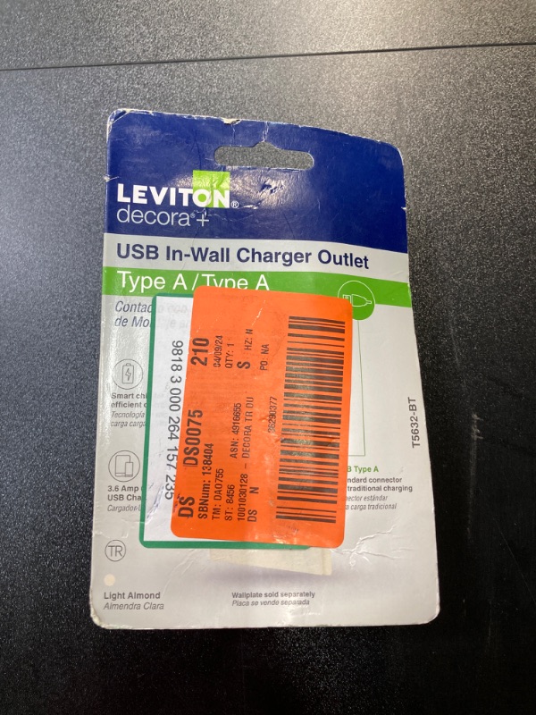 Photo 3 of 3.6A USB Dual Type A In-Wall Charger with 15 Amp Tamper-Resistant Outlets, Light Almond