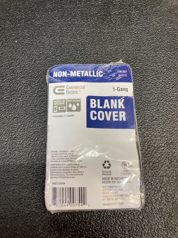 Photo 2 of 1-Gang Blank Non-Metallic Weatherproof Cover, White
