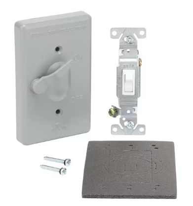 Photo 1 of 1-Gang Metallic Weatherproof Toggle Switch Cover Kit, Gray