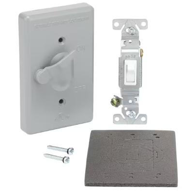 Photo 1 of 1-Gang Metallic Weatherproof Toggle Switch Cover Kit, Gray
