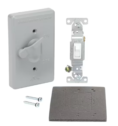 Photo 1 of 1-Gang Metallic Weatherproof Toggle Switch Cover Kit, Gray (2pk)
